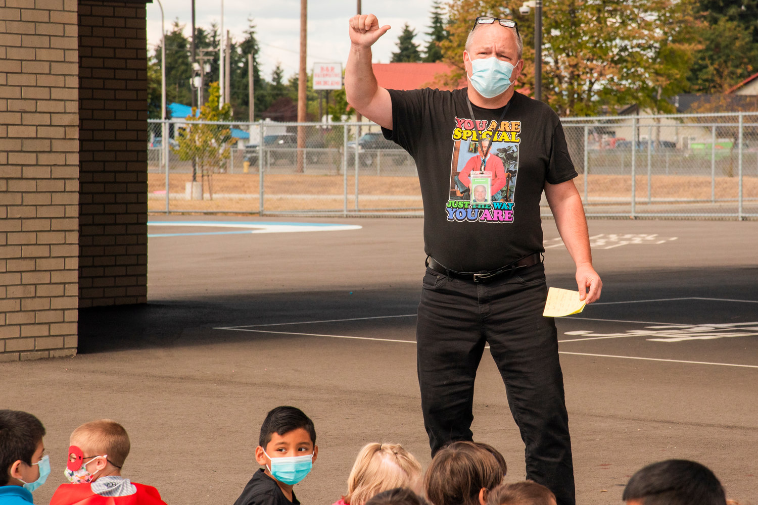 “Here’s what I want you to know: he was kind, he was loving, he was gentle, he was hilarious,”  Principal David Roberts said to the students of Fords Prairie Elementary Monday. “Even when he wasn’t feeling good. I went over to his house on Halloween (about two weeks before his death) and guess what? He was peaceful and kind and loving. He was a real Tiny Tiger.”